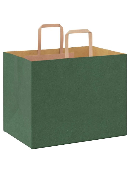 Papírové tašky 50 ks s uchy zelené 32x22x24 cm