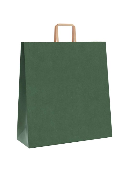 Papírové tašky 50 ks s uchy zelené 45x17x48 cm