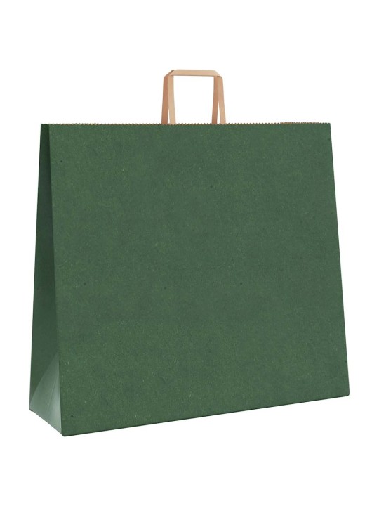 Papírové tašky 50 ks s uchy zelené 54x15x49 cm
