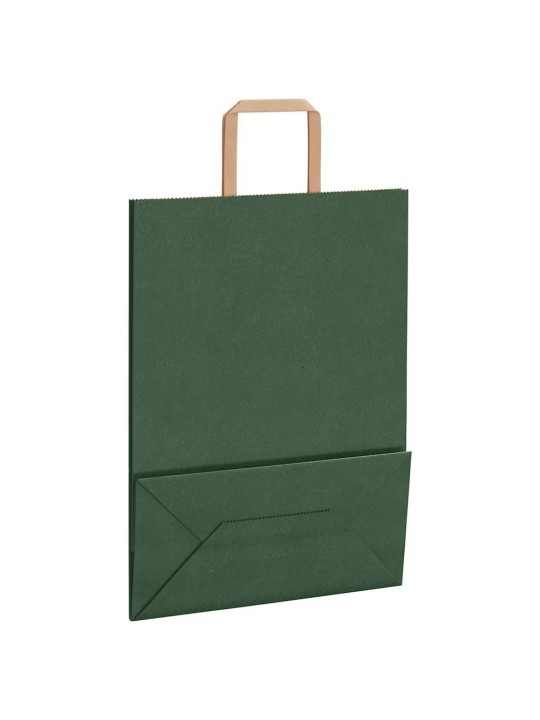 Papírové tašky 250 ks s uchy zelené 26x12x35 cm