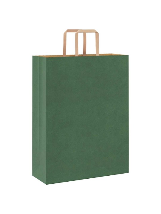 Papírové tašky 250 ks s uchy zelené 32x12x42 cm