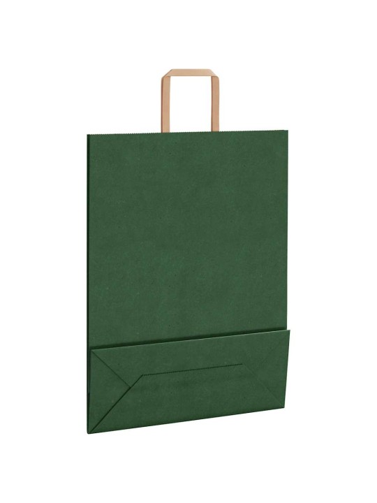 Papírové tašky 250 ks s uchy zelené 32x12x42 cm