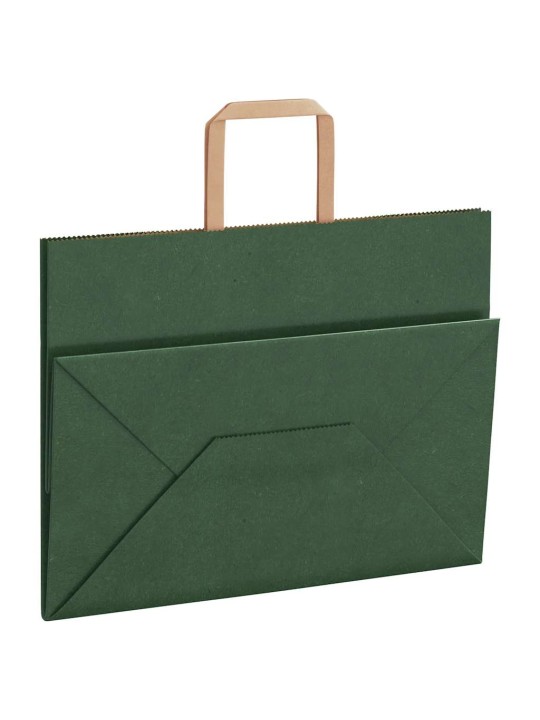 Papírové tašky 250 ks s uchy zelené 32x17x25 cm