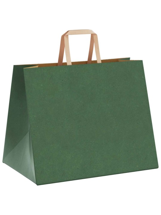 Papírové tašky 250 ks s uchy zelené 32x22x24 cm