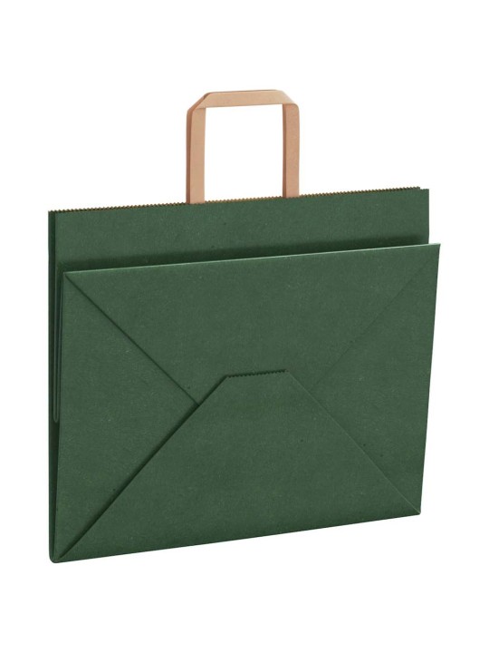Papírové tašky 250 ks s uchy zelené 32x22x24 cm