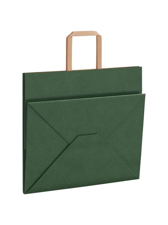 Papírové tašky 250 ks s uchy zelené 32x22x28 cm