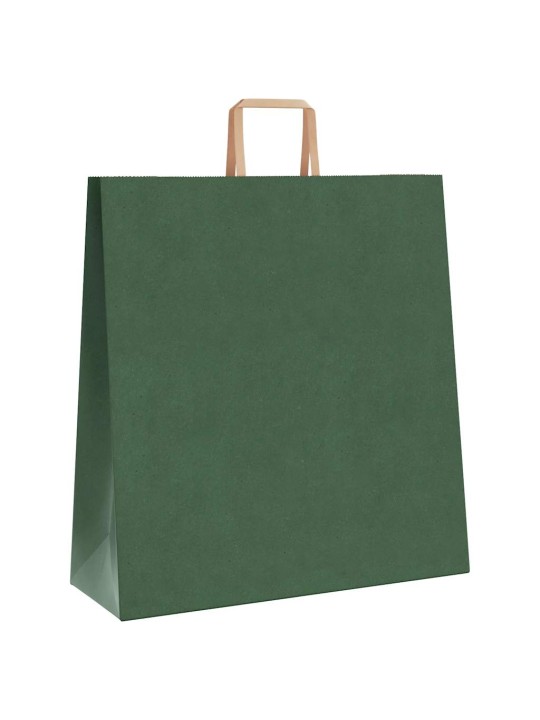 Papírové tašky 250 ks s uchy zelená 45x17x48 cm