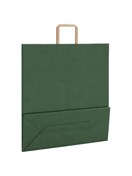 Papírové tašky 250 ks s uchy zelená 45x17x48 cm