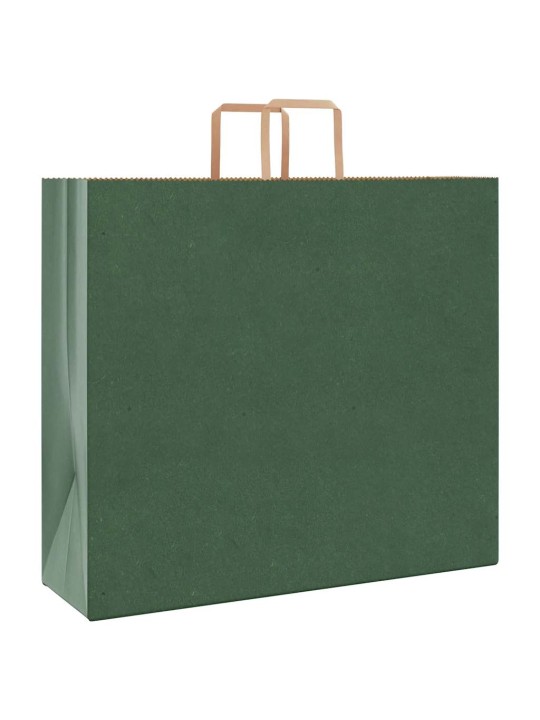 Papírové tašky 250 ks s uchy zelené 54x15x49 cm