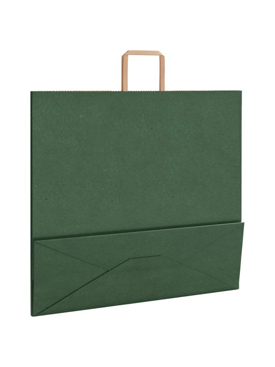 Papírové tašky 250 ks s uchy zelené 54x15x49 cm