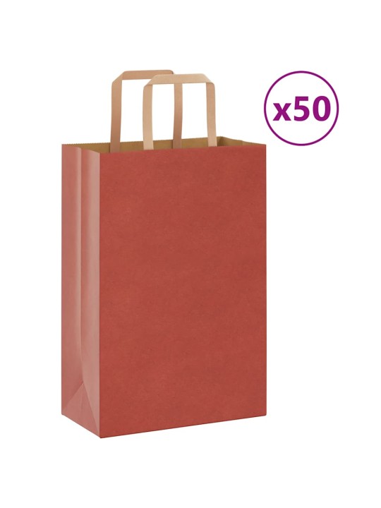 Papírové tašky 50 ks s uchy červené 21x11x31 cm