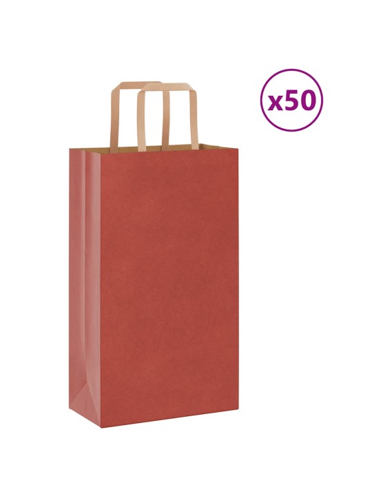 Papírové tašky 50 ks s uchy červené 21x11x36 cm