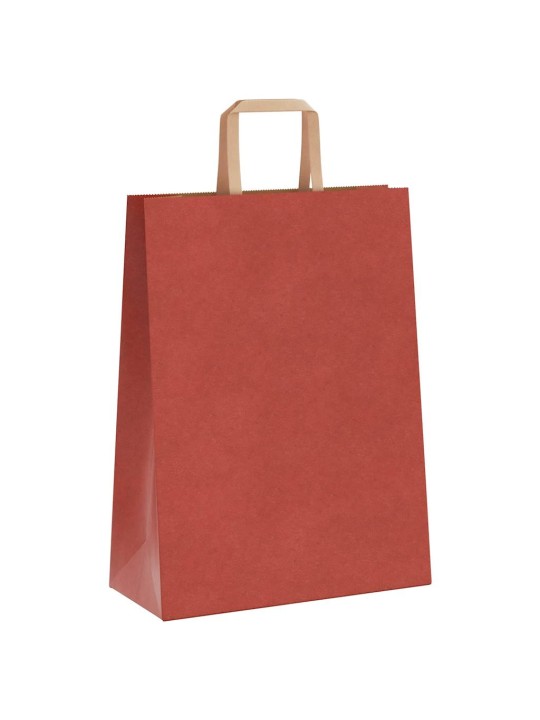 Papírové tašky 50 ks s uchy červené 26x12x35 cm