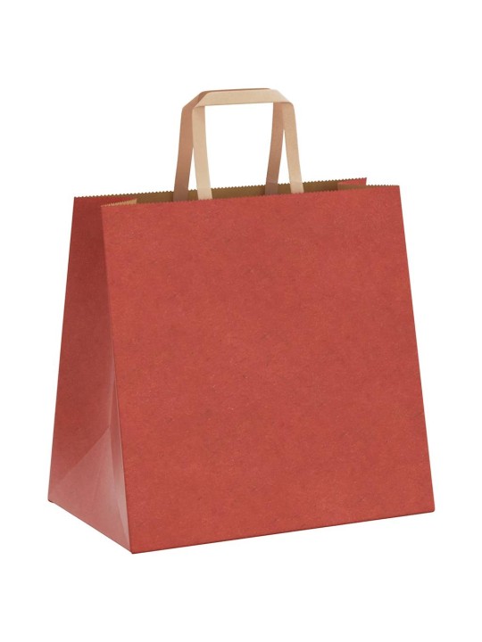 Papírové tašky 50 ks s uchy červené 26x17x25 cm