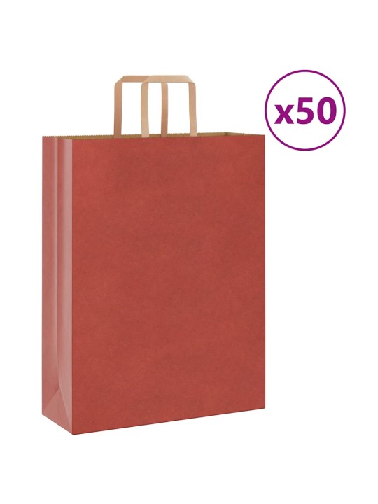 Papírové tašky 50 ks s uchy červené 32x12x42 cm