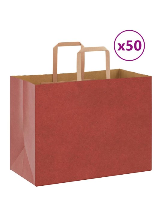 Papírové tašky 50 ks s uchy červené 32x17x25 cm