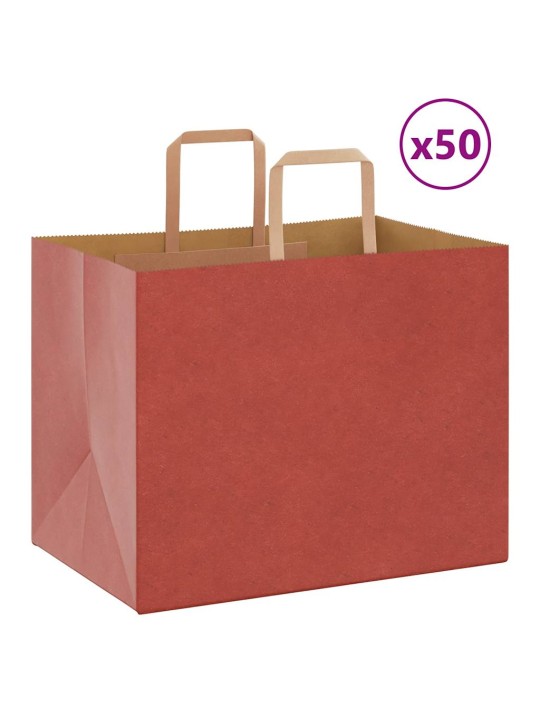 Papírové tašky 50 ks s uchy červené 32x22x24 cm