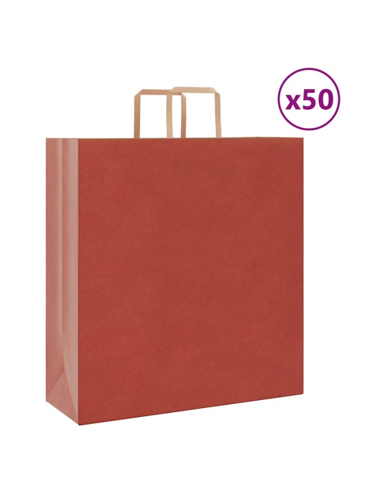Papírové tašky 50 ks s uchy červené 45x17x48 cm