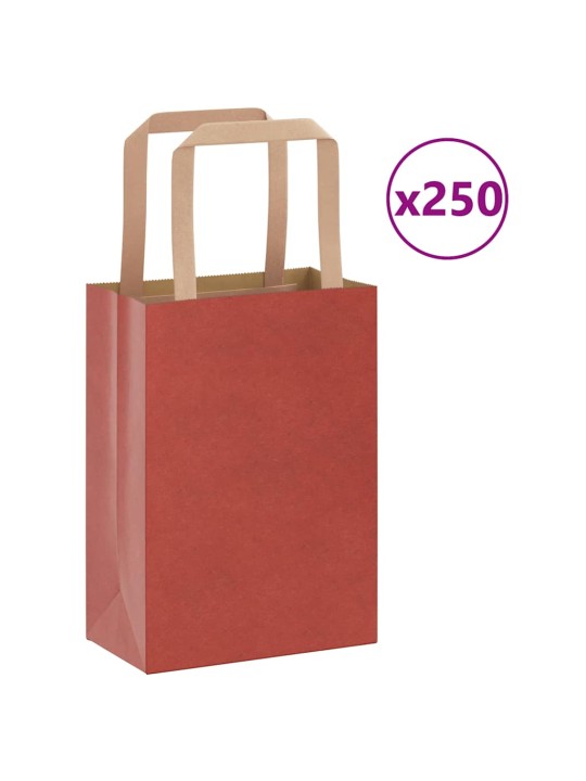 Papírové sáčky 250 ks s uchy červené 15x8x21 cm