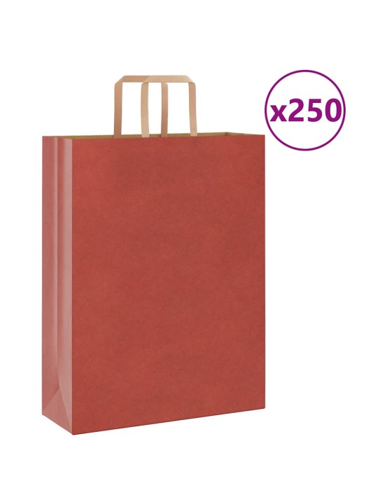 Papírové sáčky 250 ks s uchy červené 32x12x42 cm