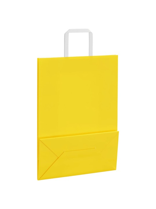 Papírové tašky 50 ks s uchy žlutá 26x12x35 cm
