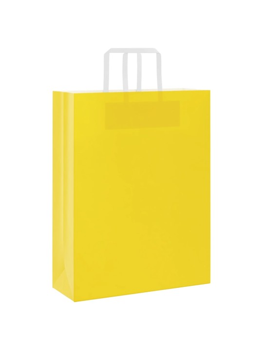 Papírové tašky 50 ks s uchy žluté 32x12x42 cm