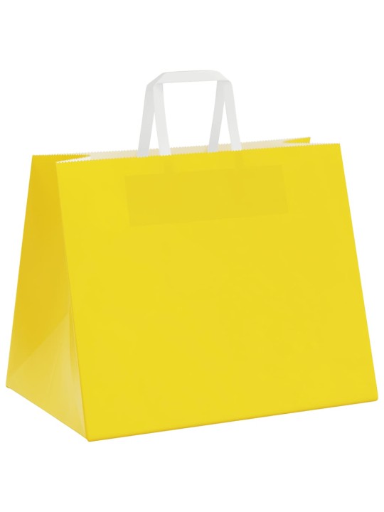 Papírové tašky 50 ks s uchy žluté 32x22x24 cm