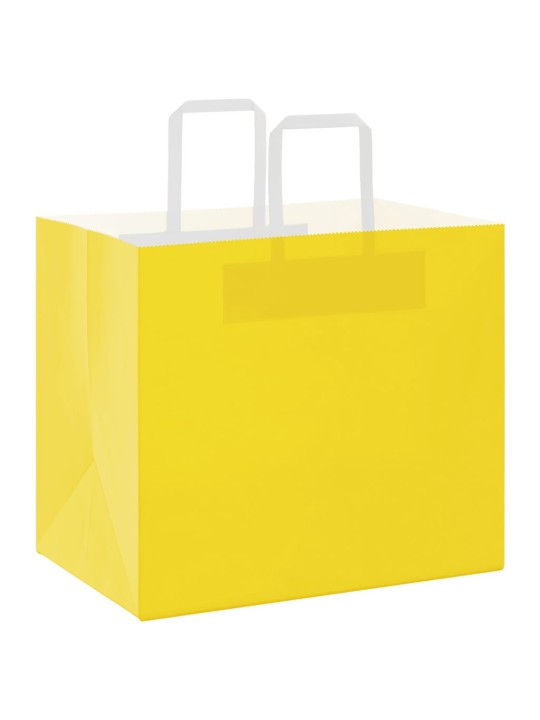 Papírové tašky 50 ks s uchy žluté 32x22x28 cm