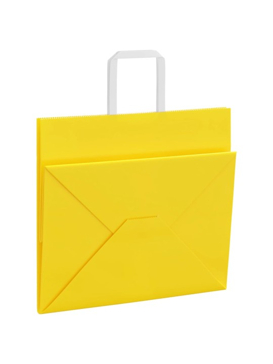 Papírové tašky 50 ks s uchy žluté 32x22x28 cm