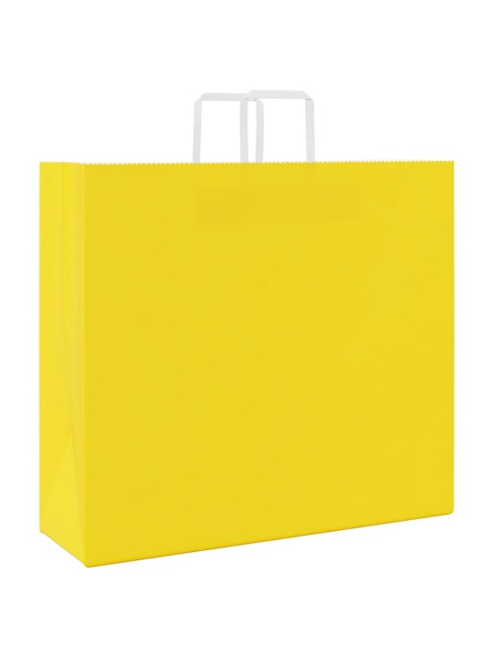 Papírové tašky 50 ks s uchy žlutá 54x15x49 cm