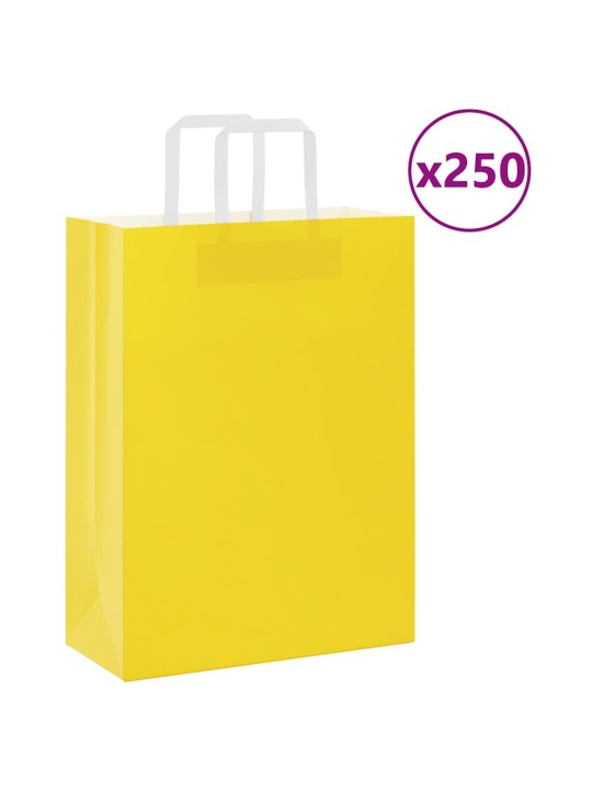 Papírové sáčky 250 ks s uchy žluté 26x12x35 cm