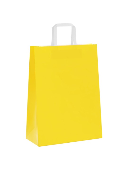 Papírové sáčky 250 ks s uchy žluté 26x12x35 cm