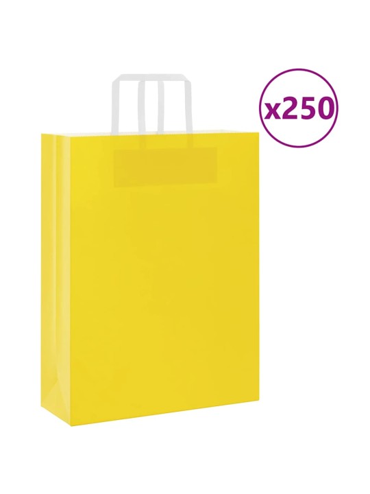 Papírové sáčky 250 ks s uchy žluté 32x12x42 cm