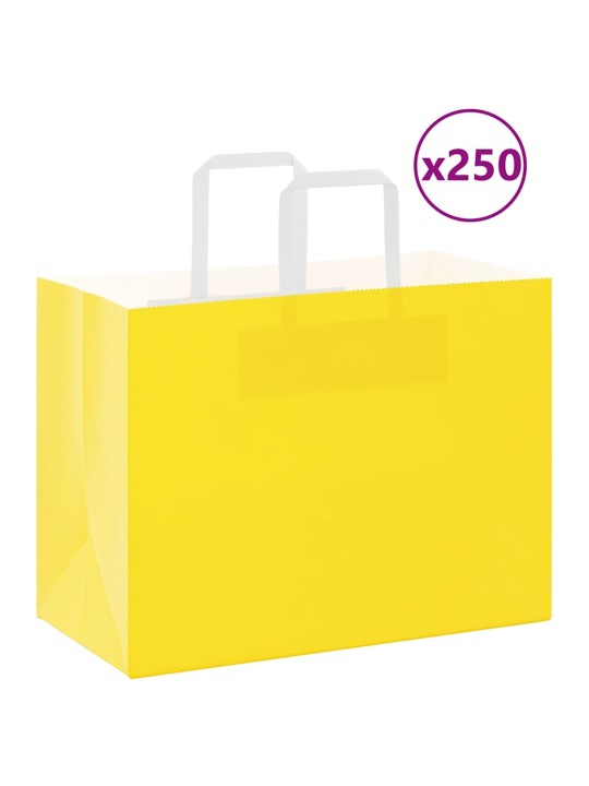 Papírové sáčky 250 ks s uchy žluté 32x17x25 cm