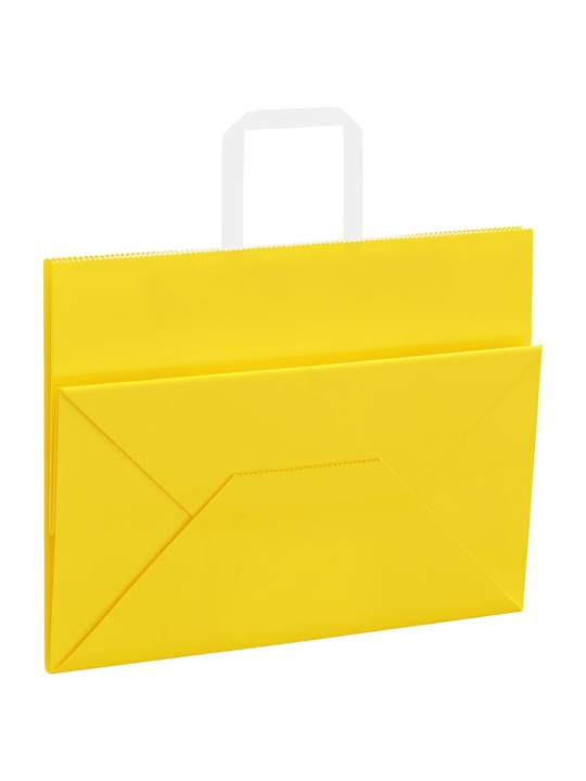 Papírové sáčky 250 ks s uchy žluté 32x17x25 cm