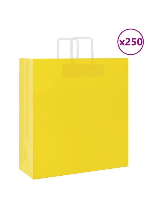 Papírové tašky 250 ks s uchy žlutá 45x17x48 cm