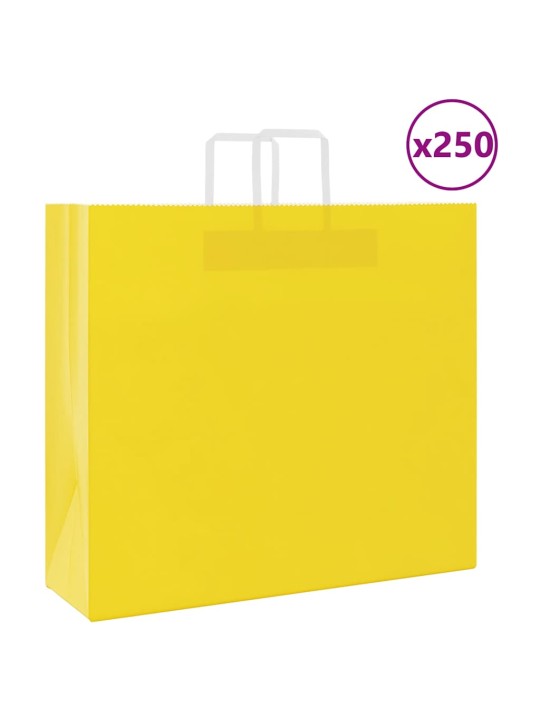 Papírové tašky 250 ks s uchy žlutá 54x15x49 cm