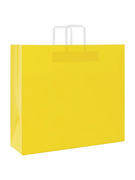 Papírové tašky 250 ks s uchy žlutá 54x15x49 cm