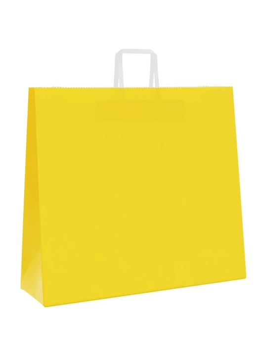 Papírové tašky 250 ks s uchy žlutá 54x15x49 cm