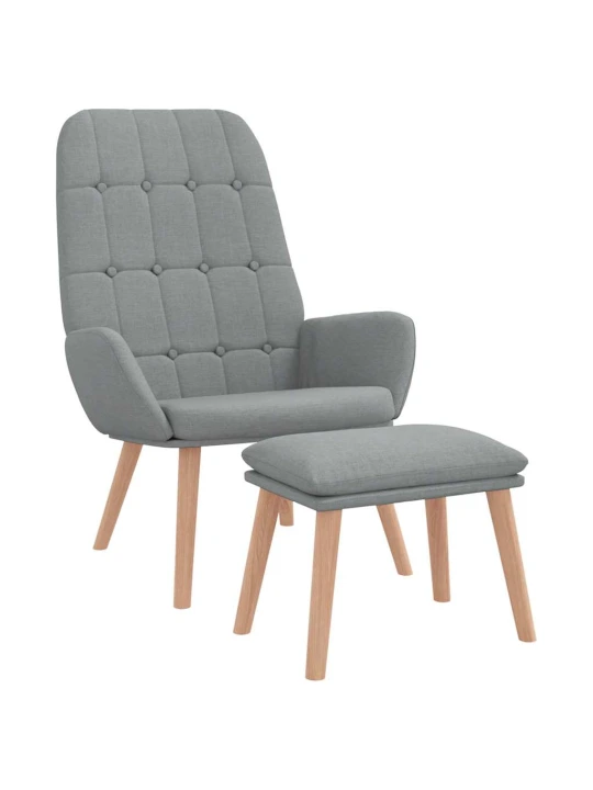 Relaxační křeslo s podnožkou světle šedé textil