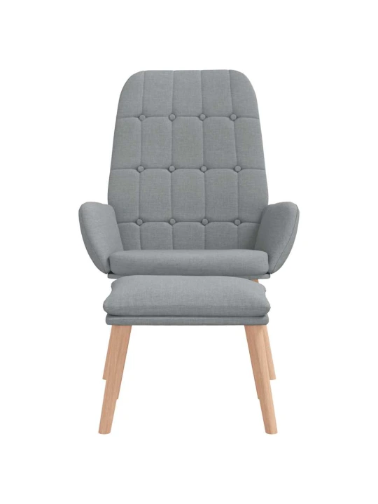 Relaxační křeslo s podnožkou světle šedé textil