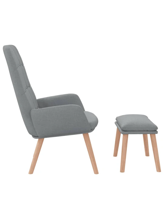 Relaxační křeslo s podnožkou světle šedé textil