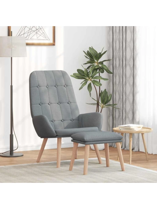 Relaxační křeslo s podnožkou světle šedé textil