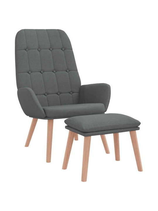 Relaxační křeslo s podnožkou tmavě šedé textil