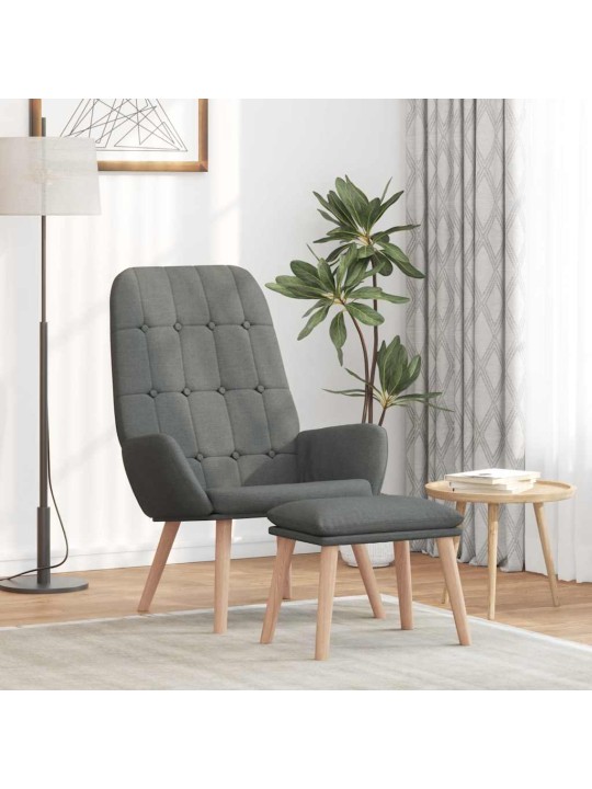 Relaxační křeslo s podnožkou tmavě šedé textil