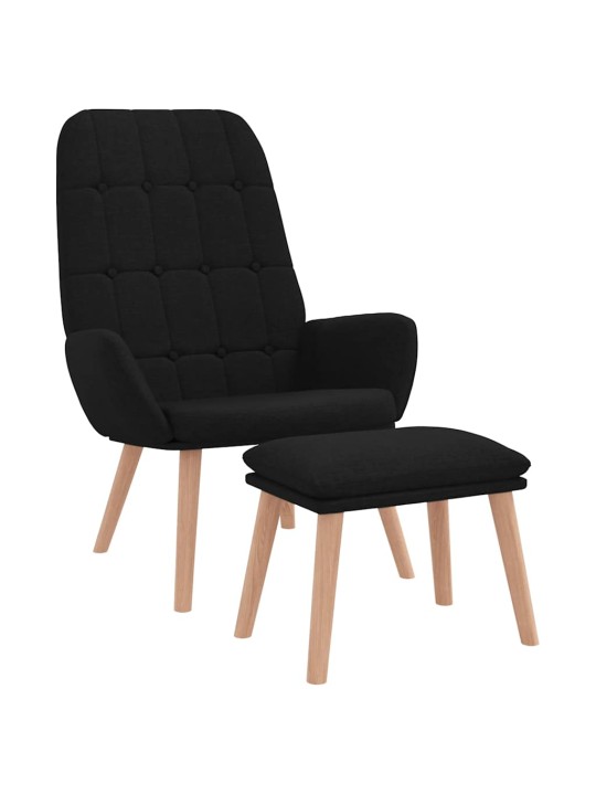 Relaxační křeslo s podnožkou černé textil