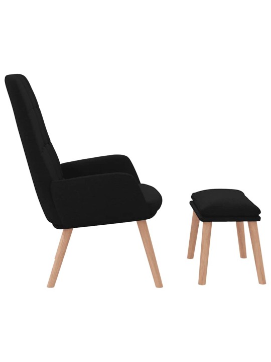 Relaxační křeslo s podnožkou černé textil