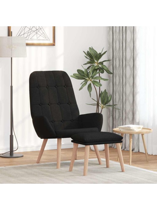 Relaxační křeslo s podnožkou černé textil