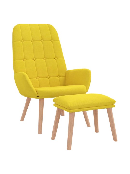 Relaxační křeslo s podnožkou světle žluté textil