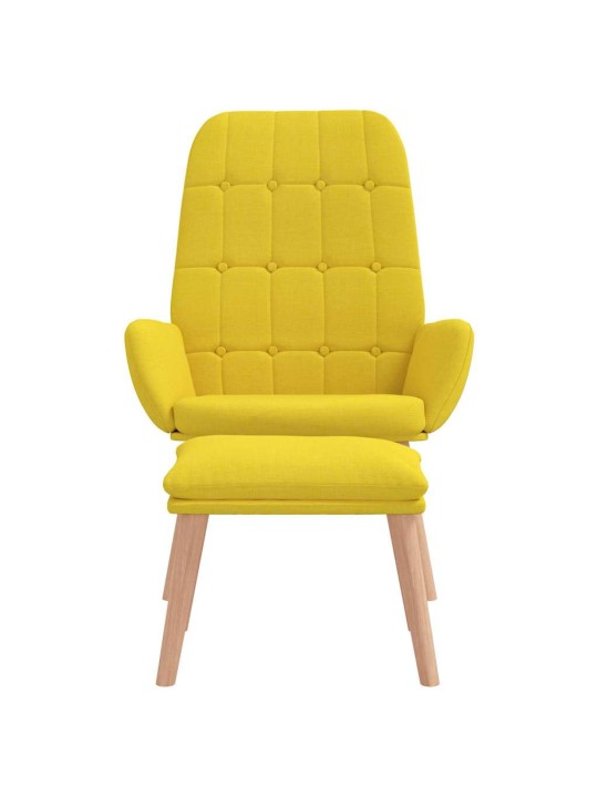 Relaxační křeslo s podnožkou světle žluté textil